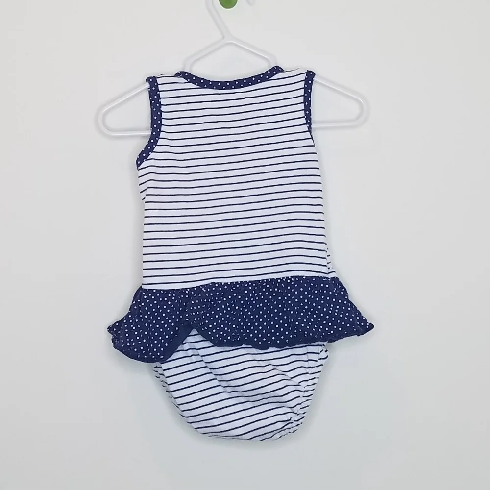 Carter's Stripe Polka Dot Ruffle Waist Romper 9m
